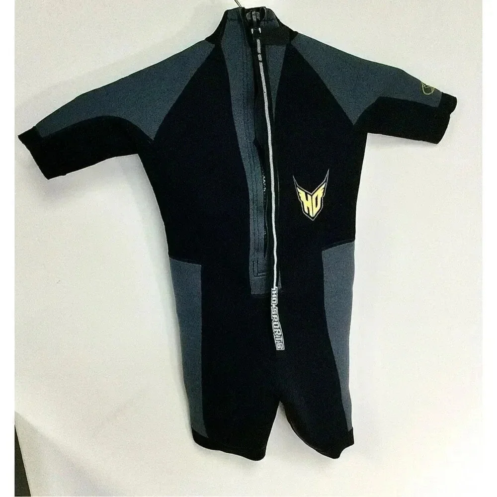 Ho‎ Sports Junior Kids Size 8 Shorty Scuba Wetsuit Gray Aquaseal Zip Front